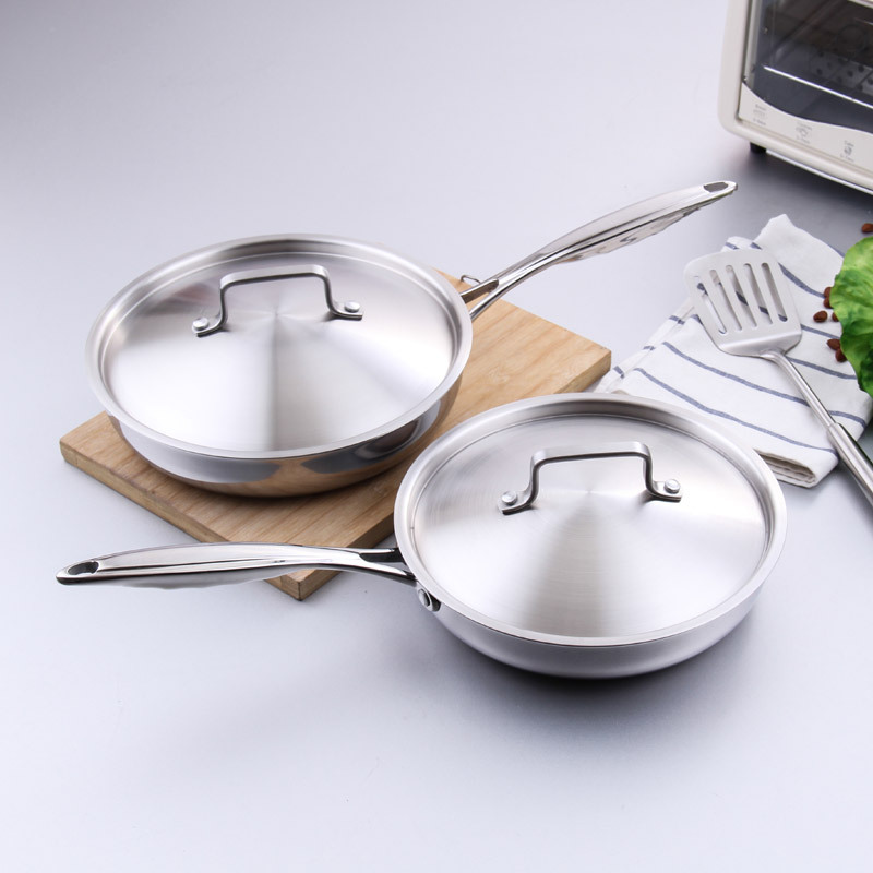 Extra Strong Stovetop Frying Pan Stainless Steel With Lid