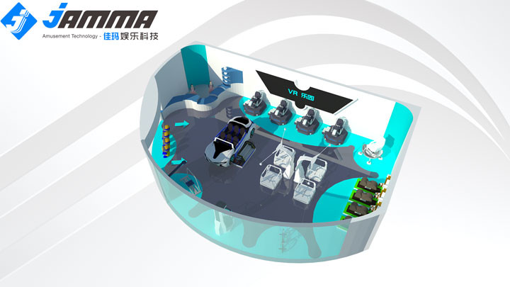 Multi Players Virtual Reality Center Custom Indoor 100 Sqm Electic System