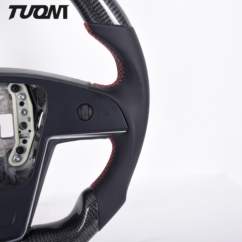 Flat Bottom Tesla Model S Steering Wheel Perforated Leather Carbon Fiber 2022 New