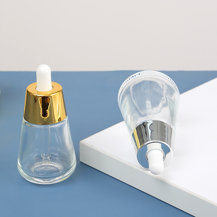 Industrial Cosmetic Elegant 30ml 50ml 1oz 2oz Green Empty Oil Serum Dropper Bottles with Box Customize Unique Cone Shape
