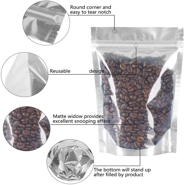 Customized Stand Up Foil Polybag Food Package Bag With Window for Food Packaging