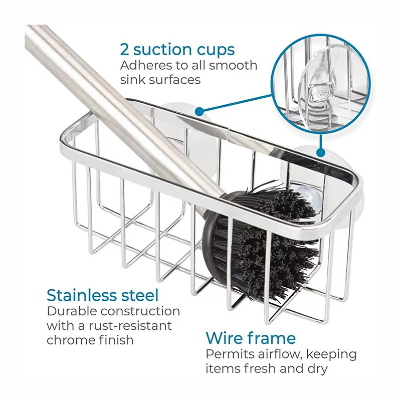 Rust-resistant Sturdy Kitchen Sink Caddy Sponge Holder for Sponges, Scrubbers and Soap