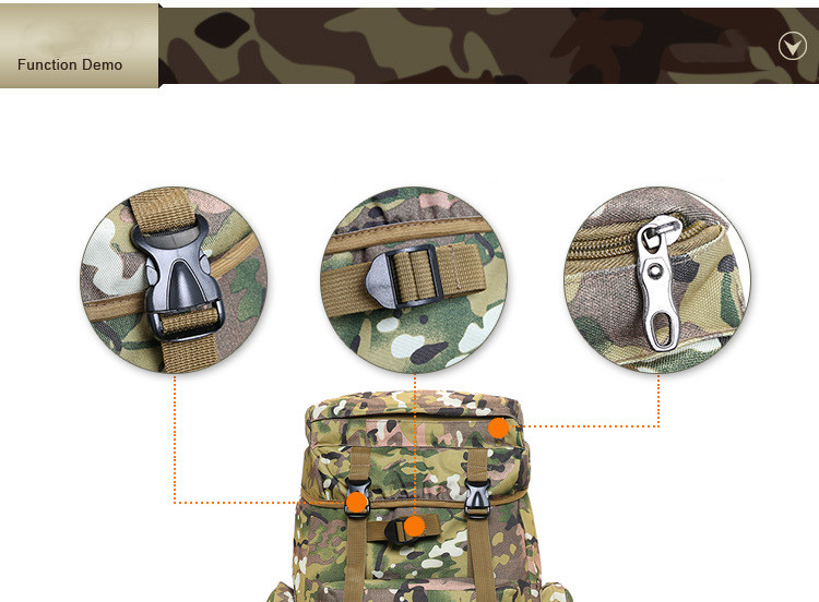 75L Adjustable Woodland Camo Tactical Backpack High Density CE ISO