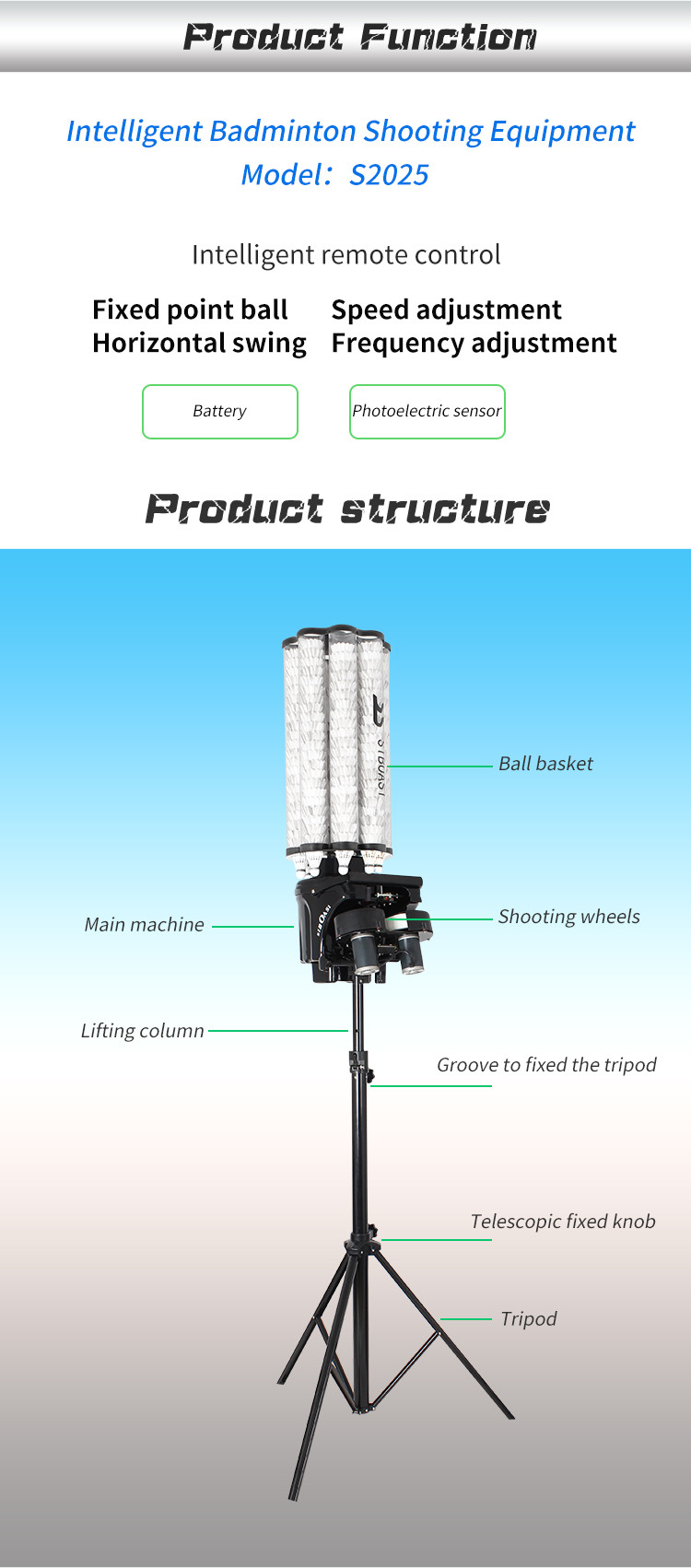 AC 100V Badminton Shuttlecock Shooting Machine With 180Balls