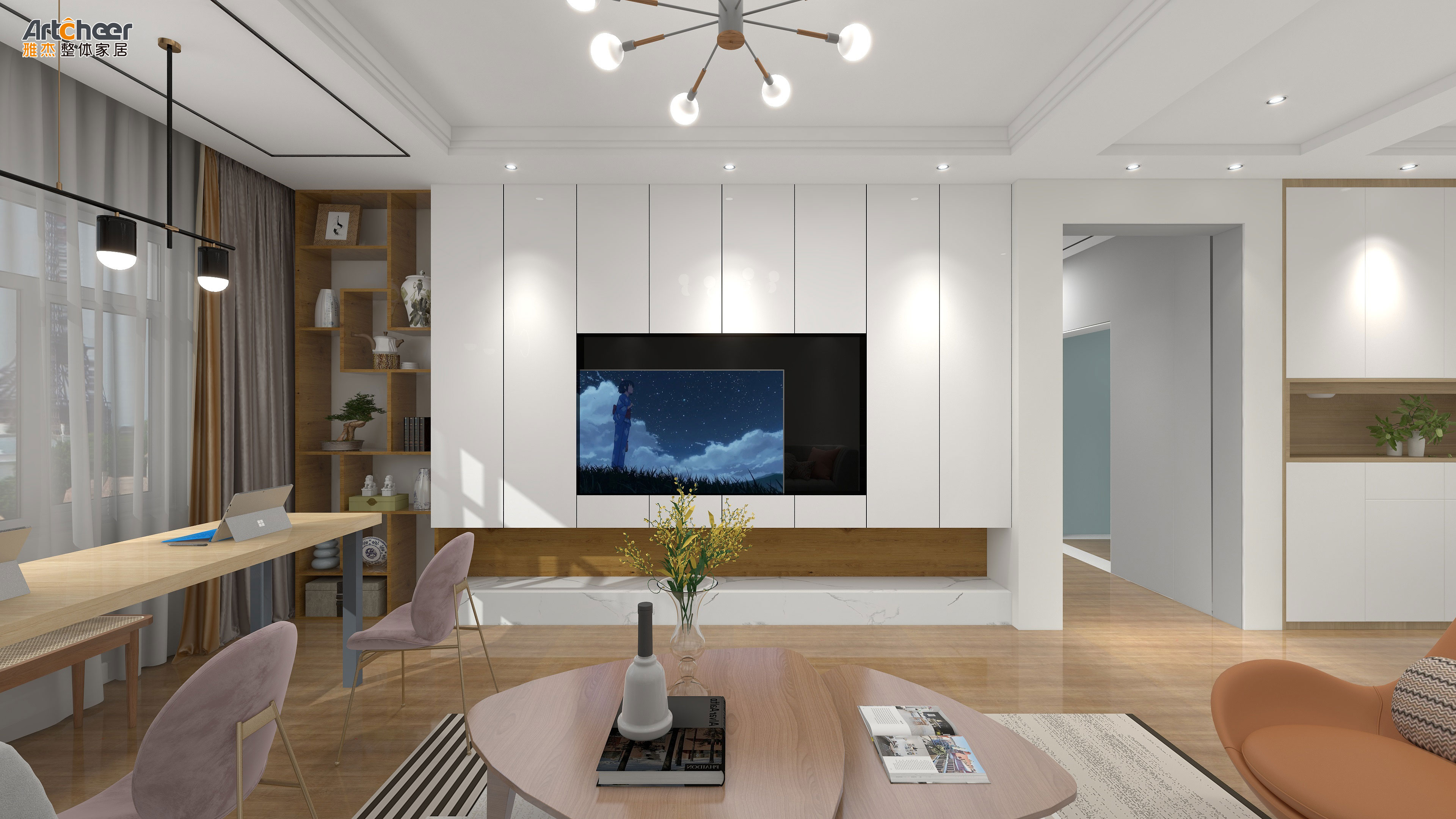 Light Luxury TV Stand Cabinet with Modern Minimalist Design and E0 Grade Material