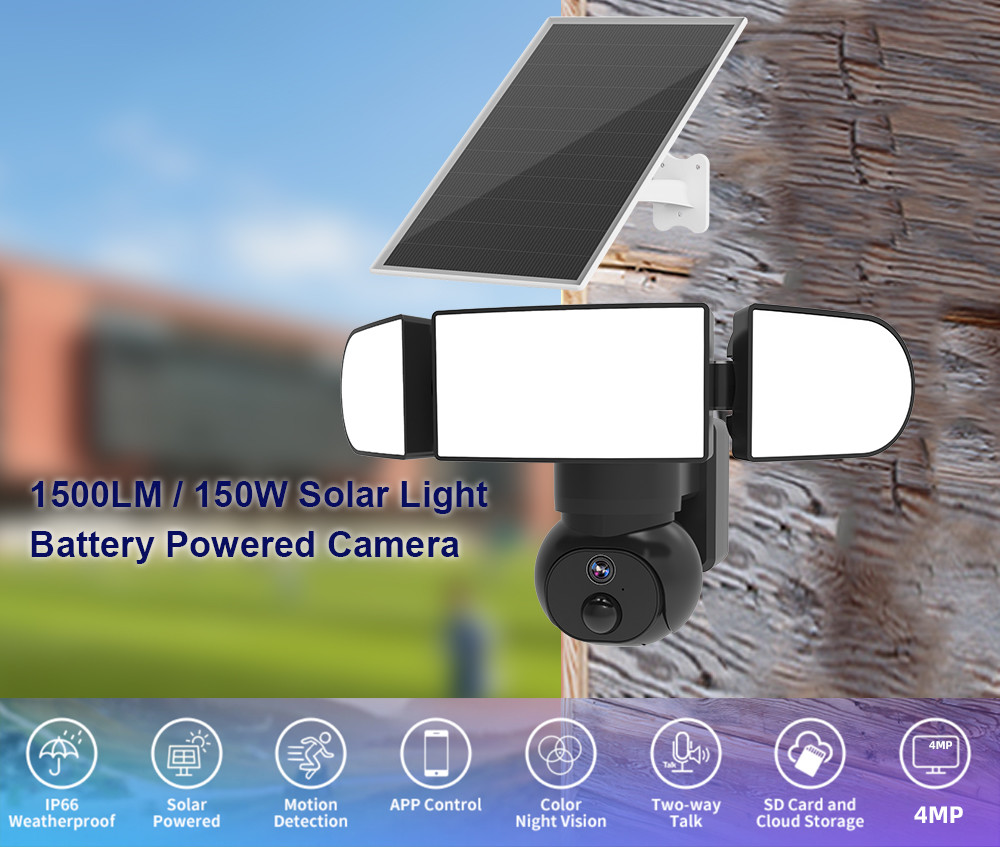 4G Cellular Security Camera 1500 Lumens Garden Flood Light 8W Solar Panel Camera