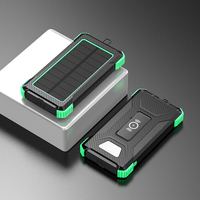 Wireless Output 5W Solar Power Bank 2.1A Output 10000mAh for iPhone 15 Outdoor Charging