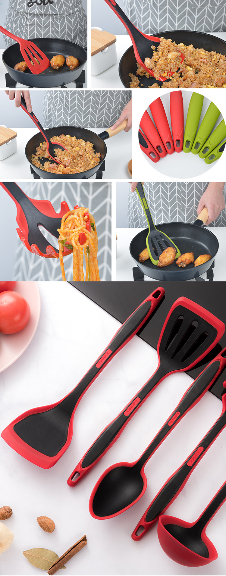 OEM ODM Heat Resistant Silicone Kitchen Utensil Cooking Spatulas