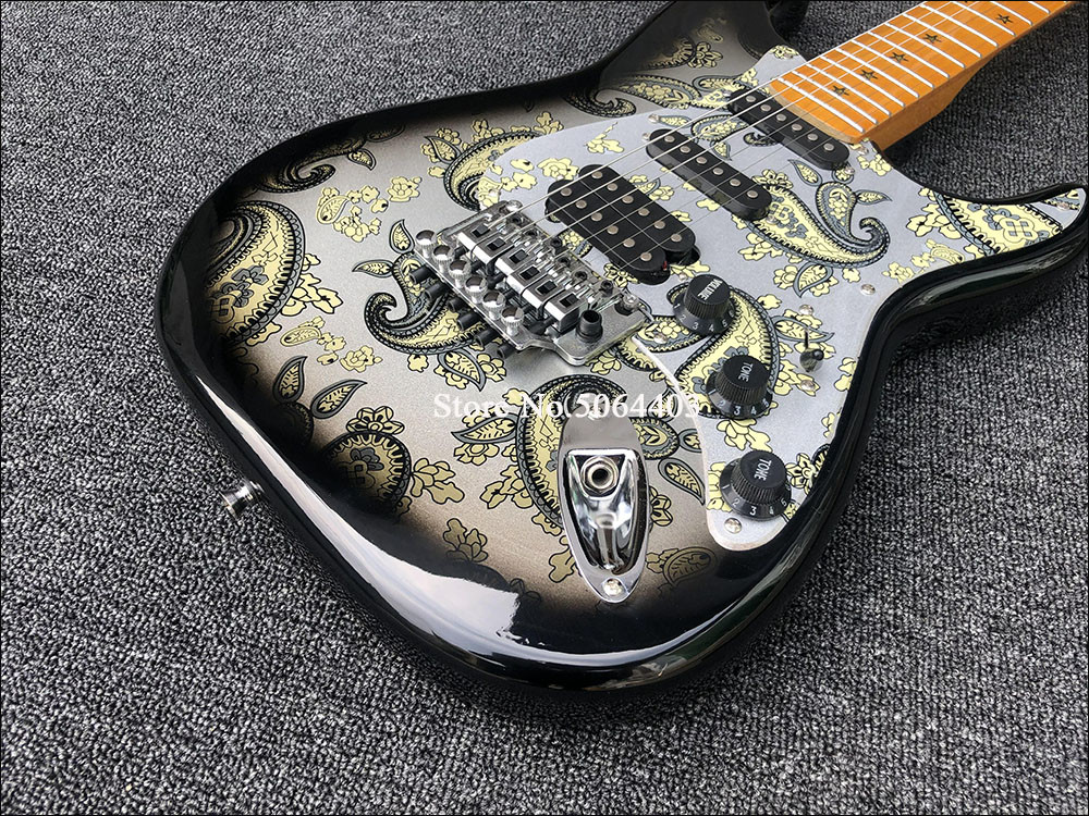 Maple fingerboard retro color front and rear stickers electric guitar double wave electric guitar free shipping