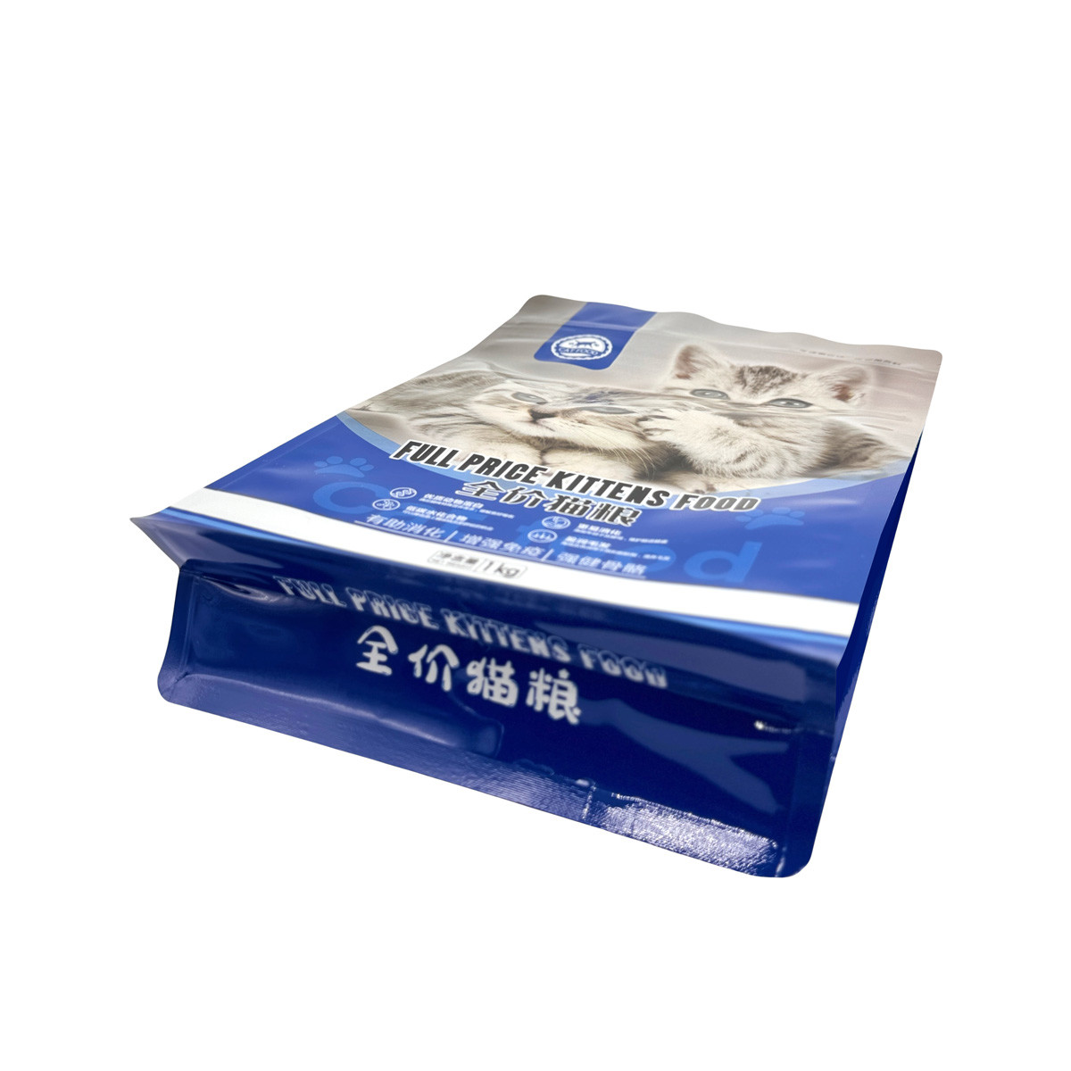 Custom Printing Aluminium Foil Plastic Stand Up Flat Base Pet Food Cat Food Packaging Bag Pouches Packaging with Ziplock