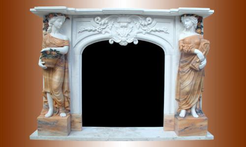 Nature Marble Statue fireplace mantel,China stone carving fireplaces supplier,