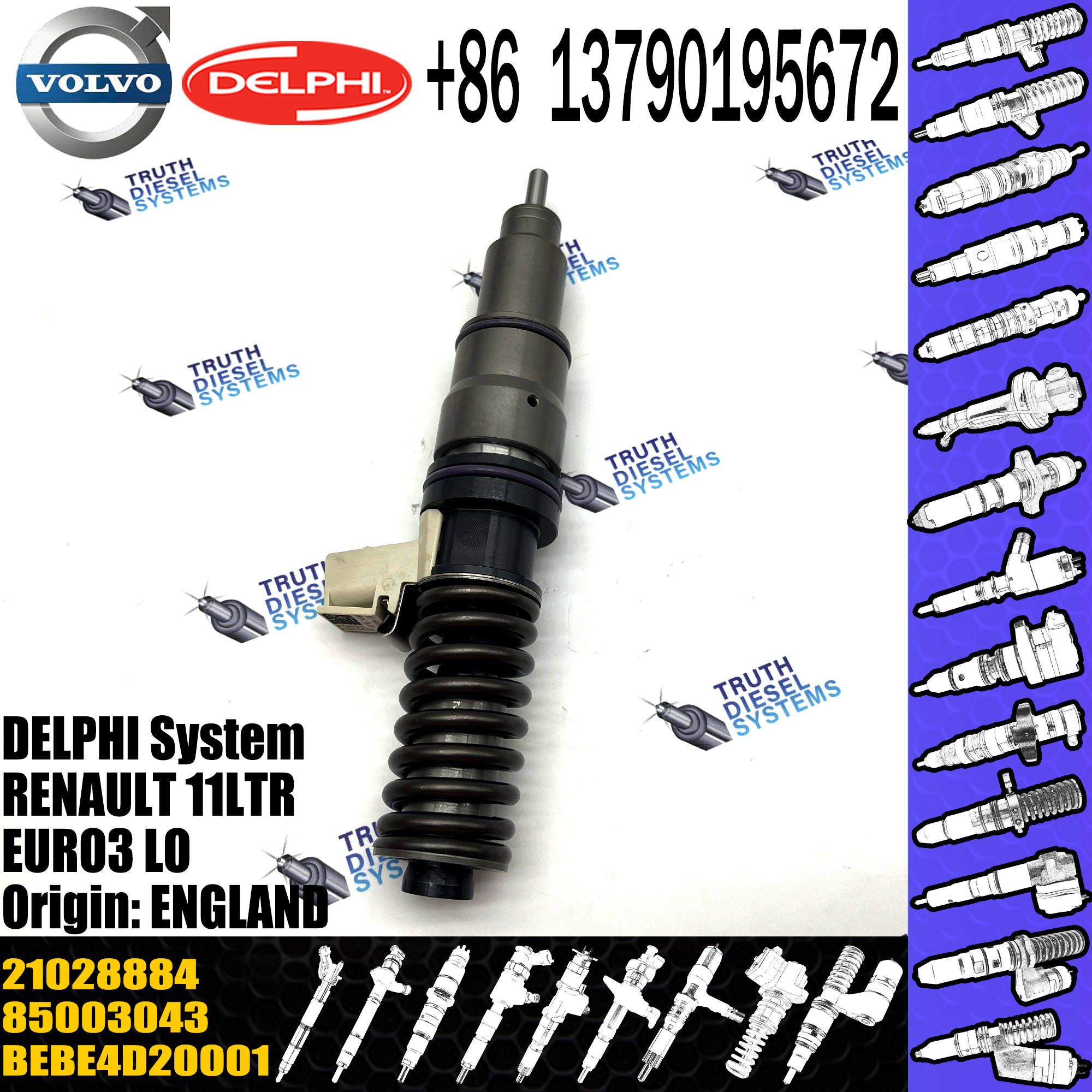 Diesel Engine Fuel Injector 21028884 BEBE4D20001 7421028884 7485003043 85003043 for 11