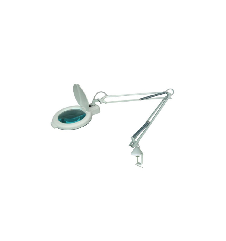 22 Watt Bench Top LED Magnifying Lamp With Clamp 7" Lens Size White Color