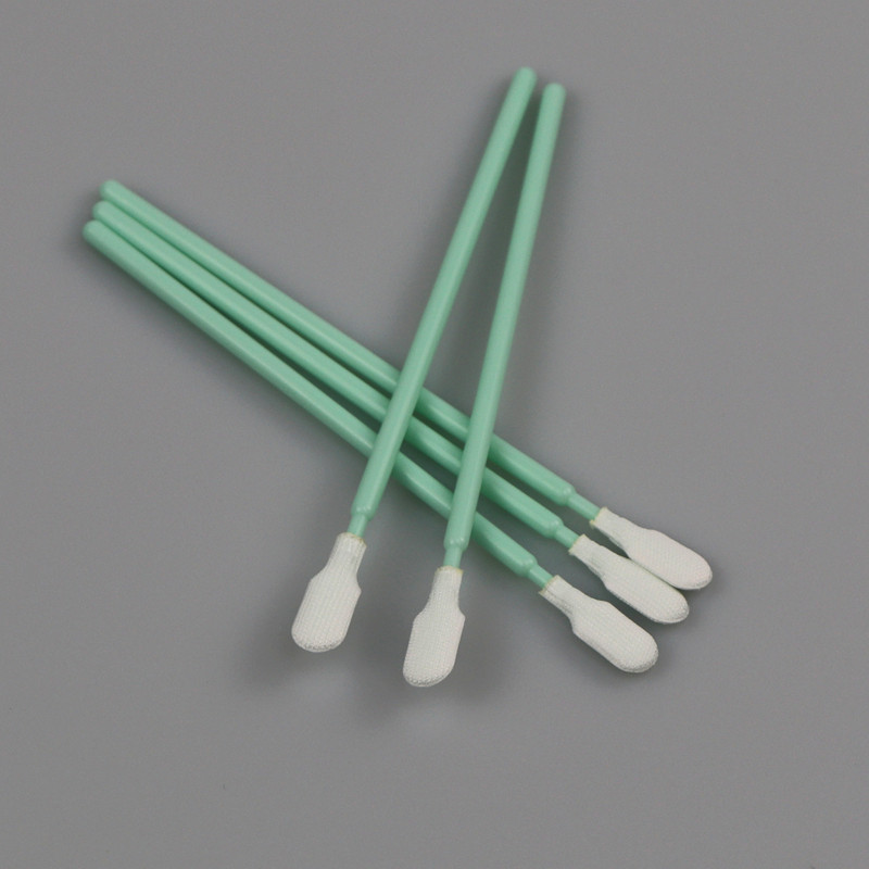 Cleanroom Paddle Head Green Rigid Handle Polyester Swabs With 102mm Length