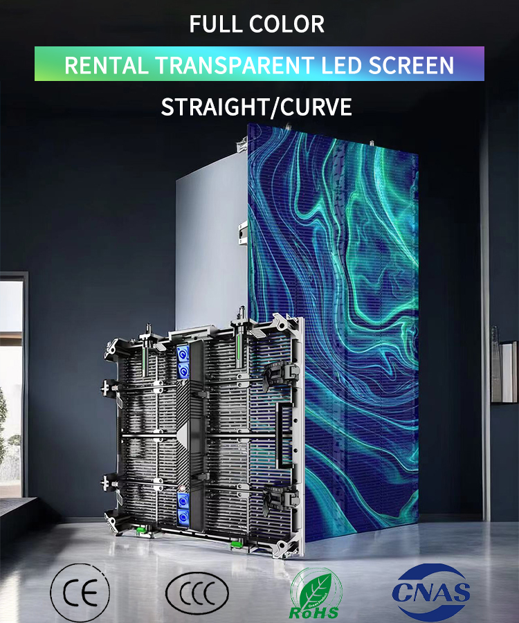 Rental Outdoor Flexible Transparent LED Film Display Cabinet Size 500*1000mm