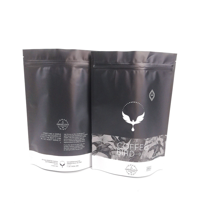 Food Grade Stand Up Plastic Pouches Zip Aluminum Foil Coffee Bag Gravure Printing