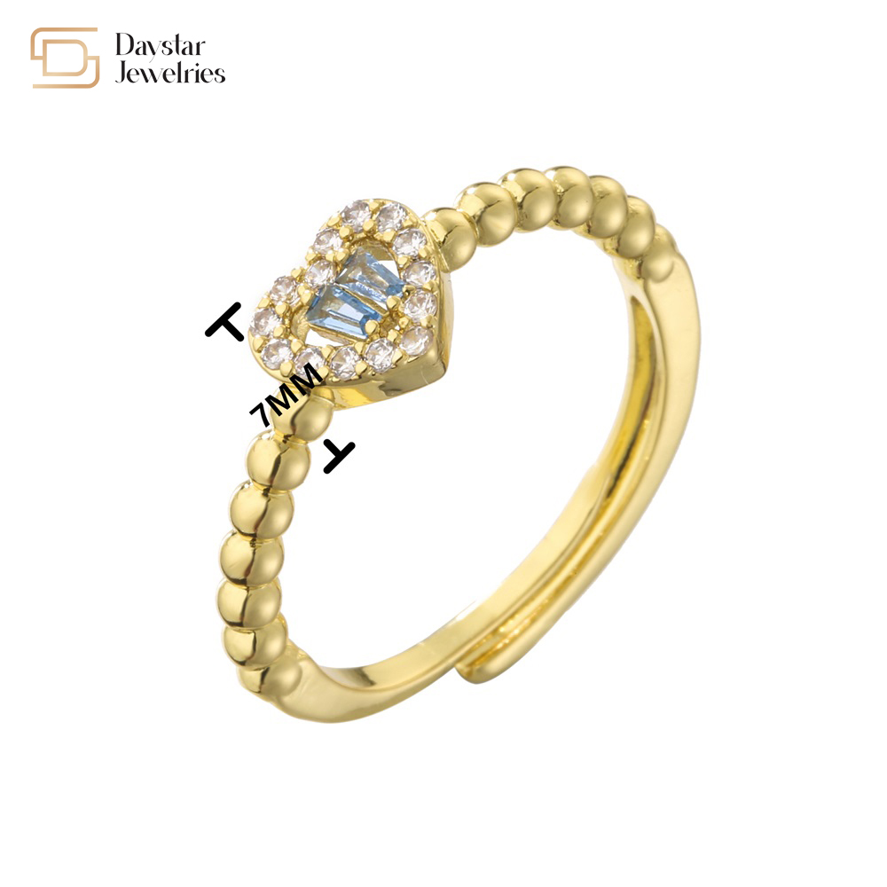 Women Gold Plated 18K Diamond Rings Zircon Crystal Love Heart Jewelry