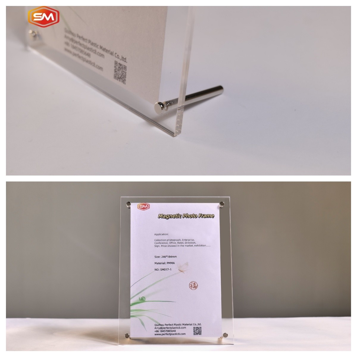 Acrylic Photo Frame With Stand Acrylic Card Holder With Screw Foots