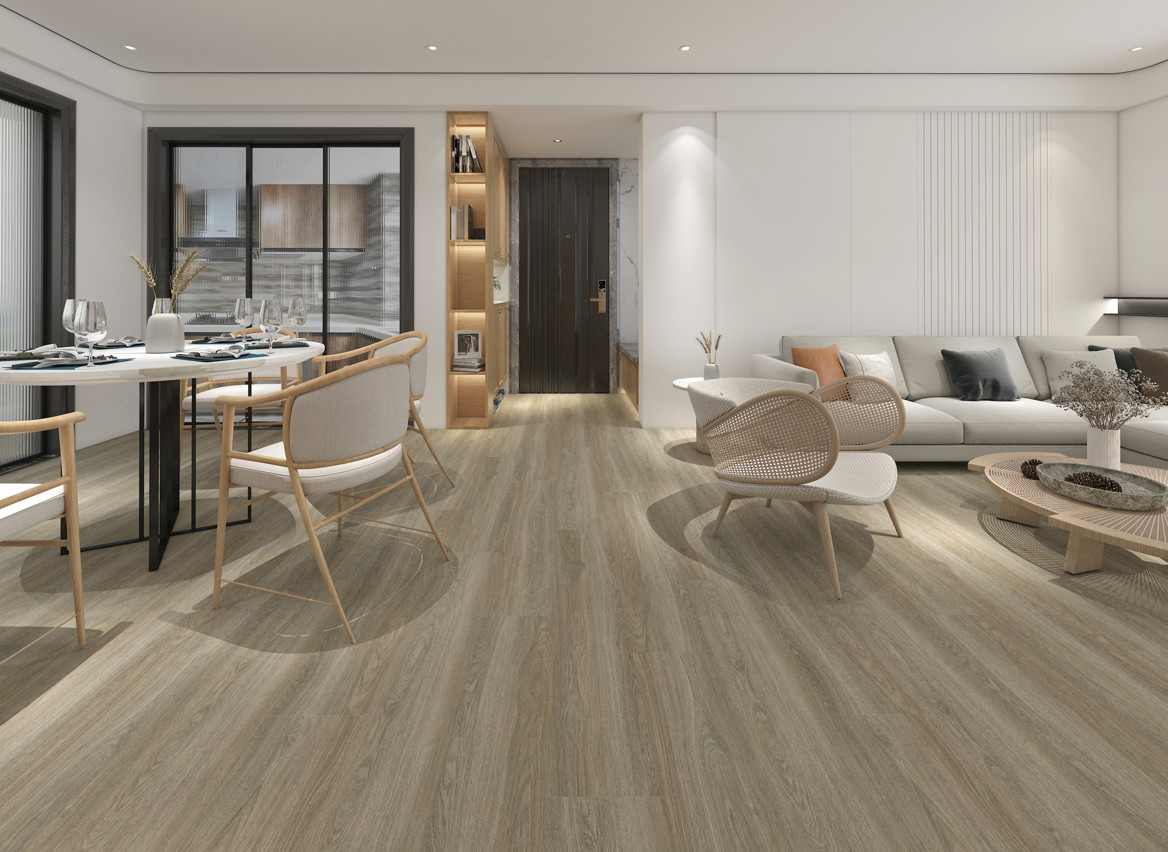 GKBM FT-W19011 Eco-friendly Click Waterproof Fireproof Thin Brown Oak Grain Stone Composite Vinyl SPC Flooring