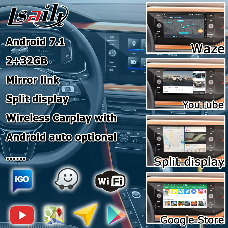GPS Android navigation video interface cast screen google app for VW Polo MQB MIB MIB2 6.5 and 8 inches