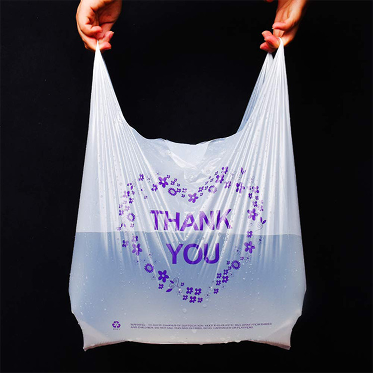 1.2mils Thank You T Shirt Carry Out Bags , 100% Biodegradable Plastic Grocery Bags