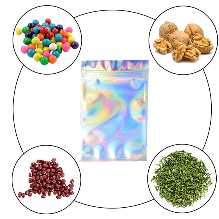 Flat Holographic Aluminum Foil Bag Non Toxic Candy / Soap Use