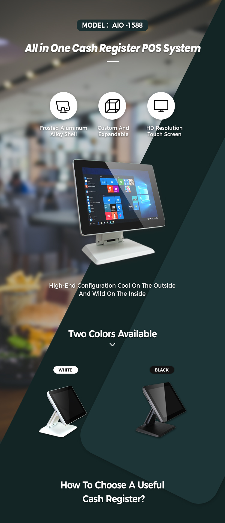 15 Inch Capacitive Touch Screen Windows POS System With VFD Customer Display