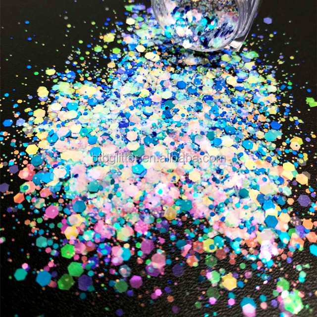 1 color Die cutting printing Chunky Glitter Shape Glitter Colorful Bright Chunky Mix