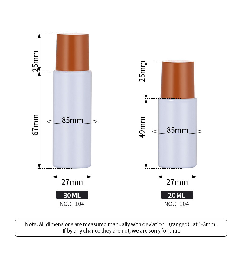 Round Portable Travel Bottles Set 20ml Capacity 27mm Width With Screw Cap
