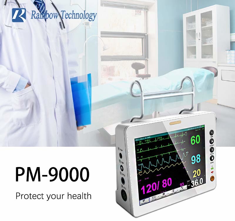 ISO Wall Mounted Portable Patient Monitor Multiparameter 8In With Audio Visual Alarm