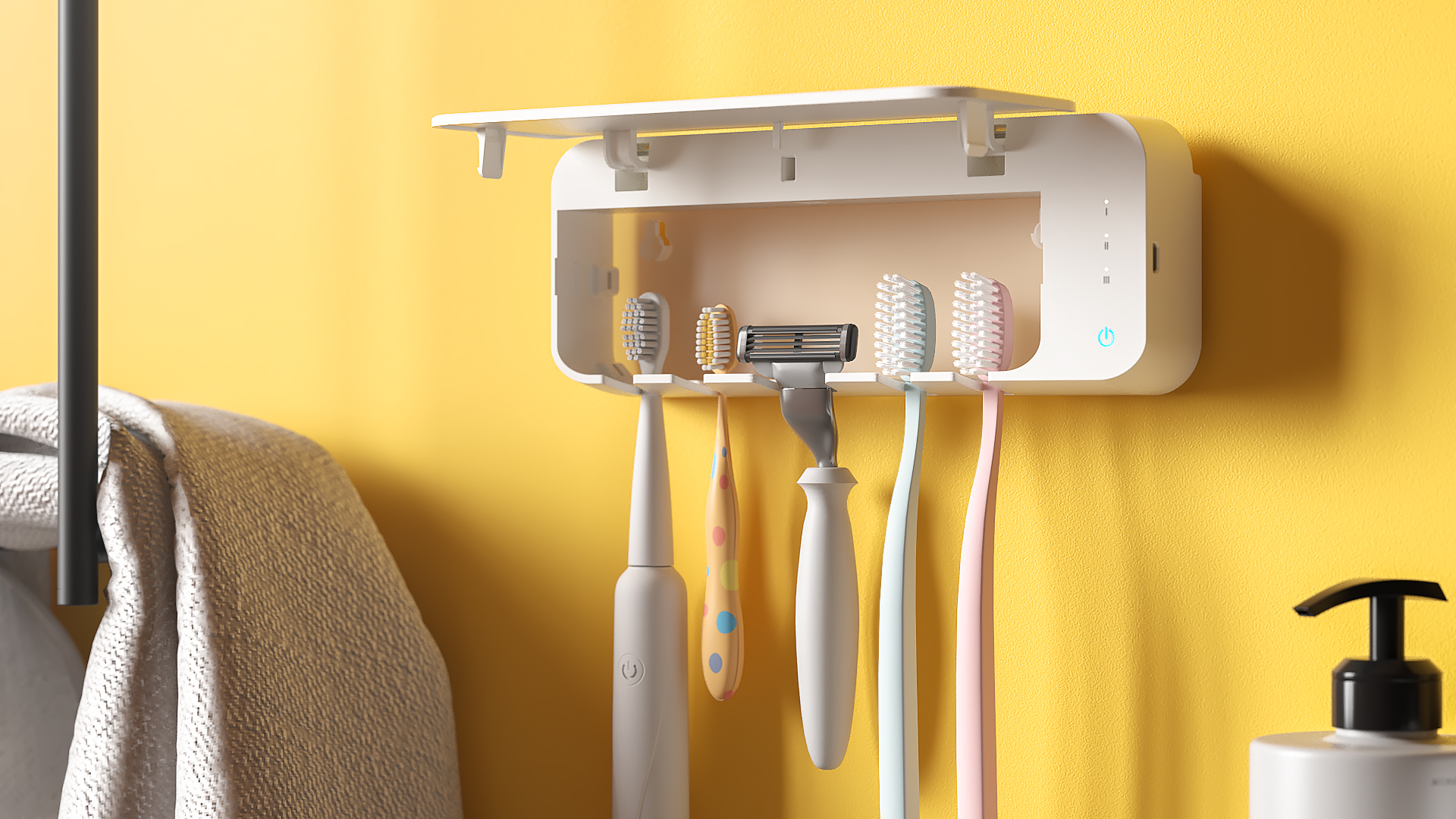 Sustainable PP Uv Light Toothbrush Holder Sterilizer 5W