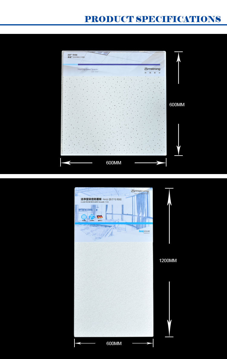 5/5.5/6/7/7.3/7.5/8/9/9.5/10/12/15mm Mineral Fiber Ceiling with Powder Coating Surface