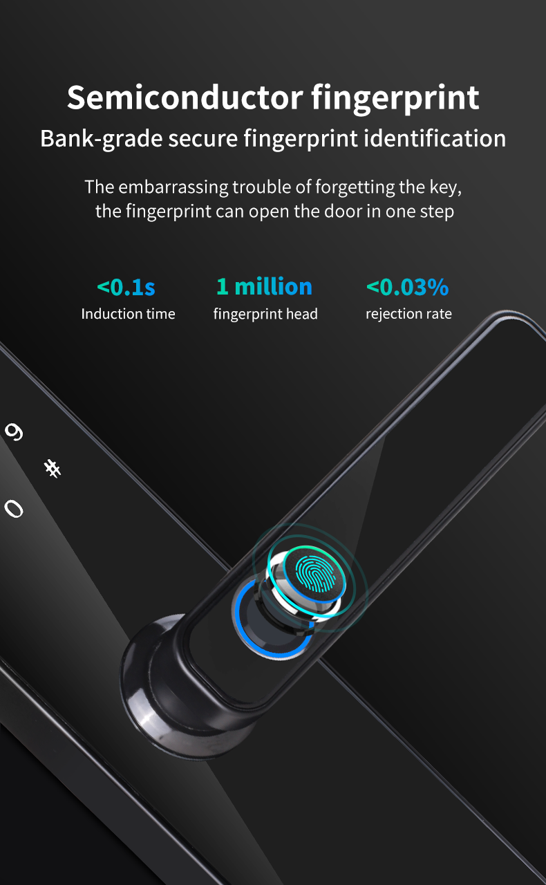 CE RoHS Biometric Fingerprint Door Lock Works With Password IC Card Key Smart APP