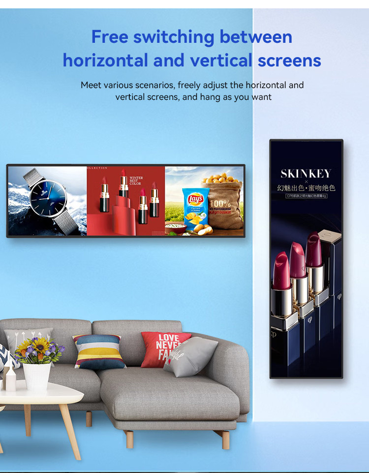 Retail Shore Indoor Stretched LCD Display OEM Android Advertising 38.5''