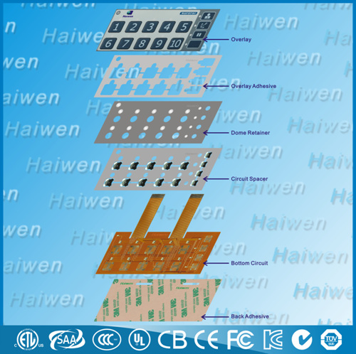 Flexible FPC Membrane Switch LED Dust Proof Custom Size PC Material