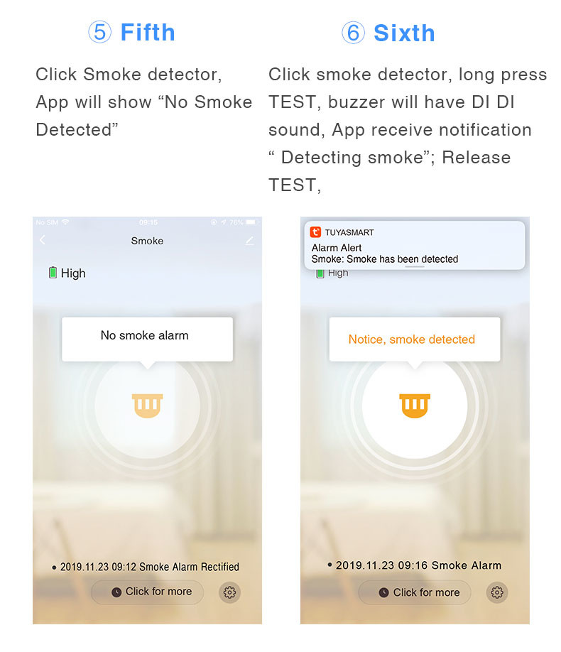 Smart Life Tuya Remote Control Wifi Smoke Sensor Work With Amazon Alexa Google