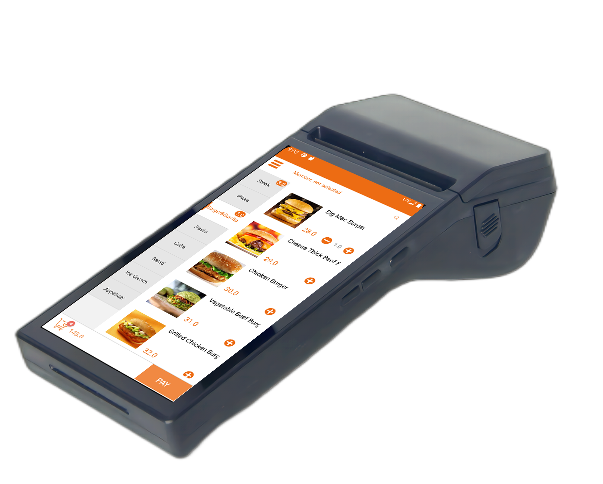 A7N Android 11 Handheld POS-Terminal with 7'' HD Screen and 80mm Thermal Printer Inbuilt