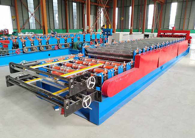 Roof Tile Double Layer Roll Forming Machine Electric Tension 380V 50 Hz 3 Phase