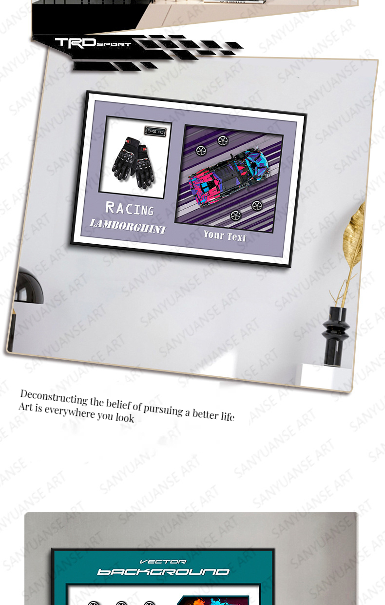 Customized Color Wall Hanging Art Building Blocks 4S Car Dealership 3D Wall Murals