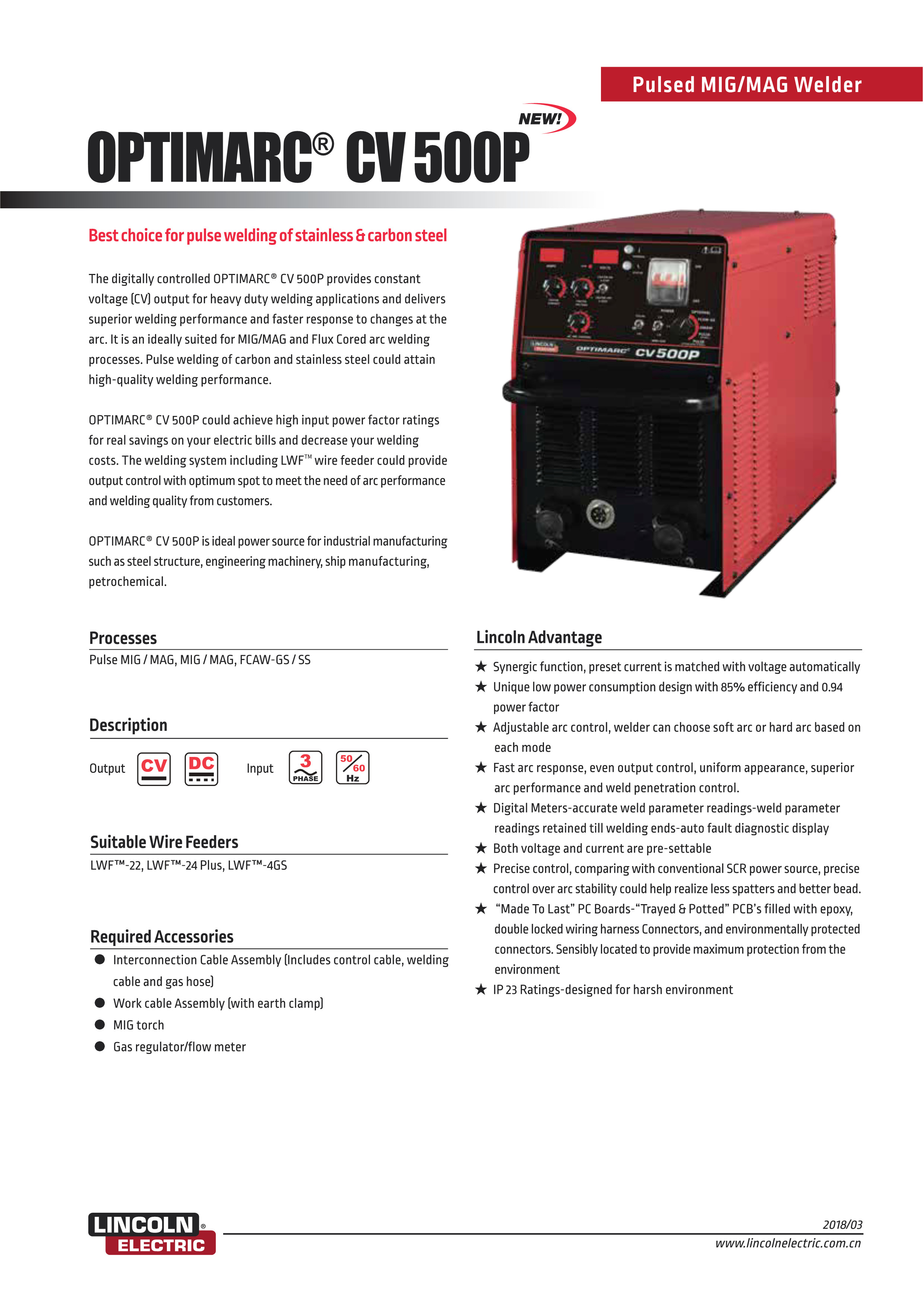 Inverter MIG/MAG welding Machine;Lincoln CV500-P MIG welding Machine; 50-500Amp MAG/MIG welding machine for Sale