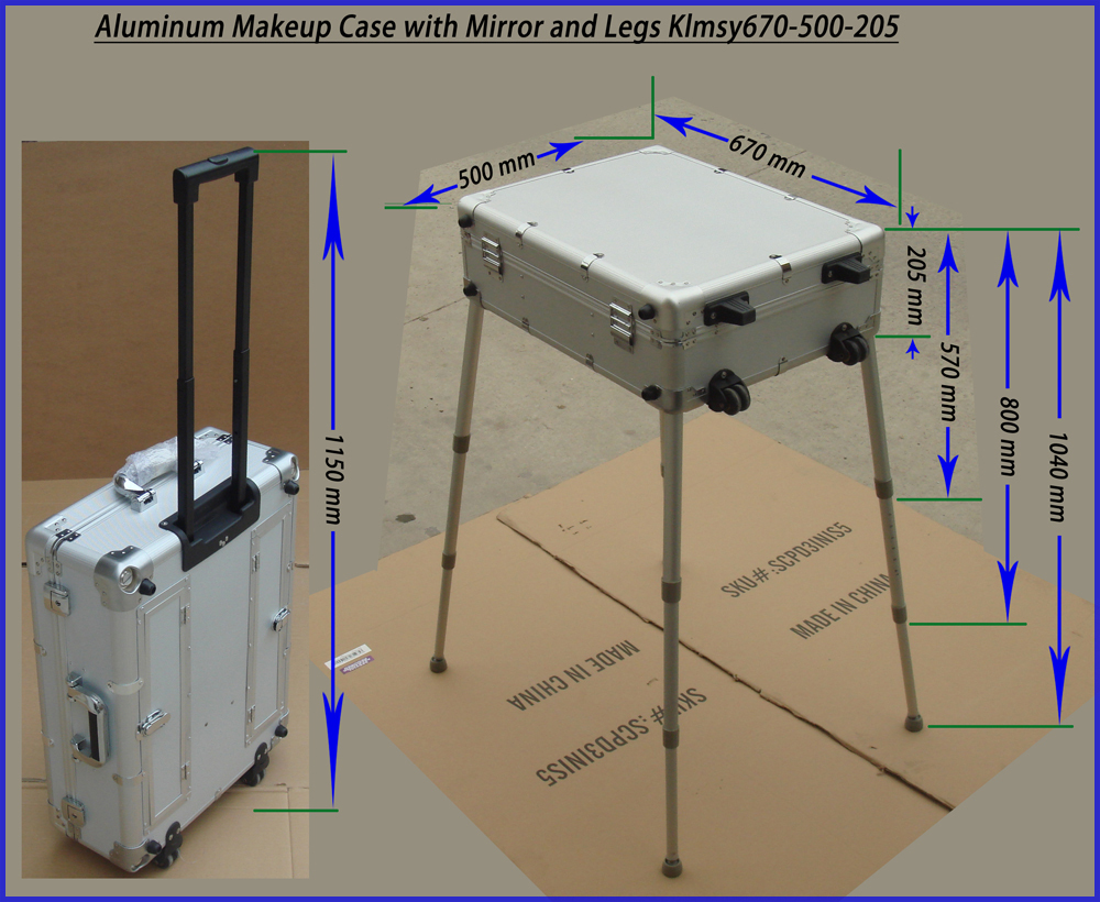 Aluminum Makeup Case with Mirror and Legs KLMSY670-500-205