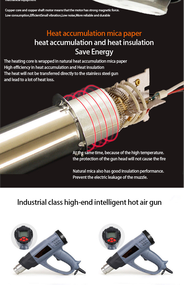 220V Hot Air Heat Gun AC Green 1916 2000W With Temperature Digital Display