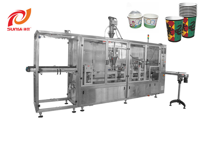Double Lanes 5Kw Paper Cup Filling Sealing Machine