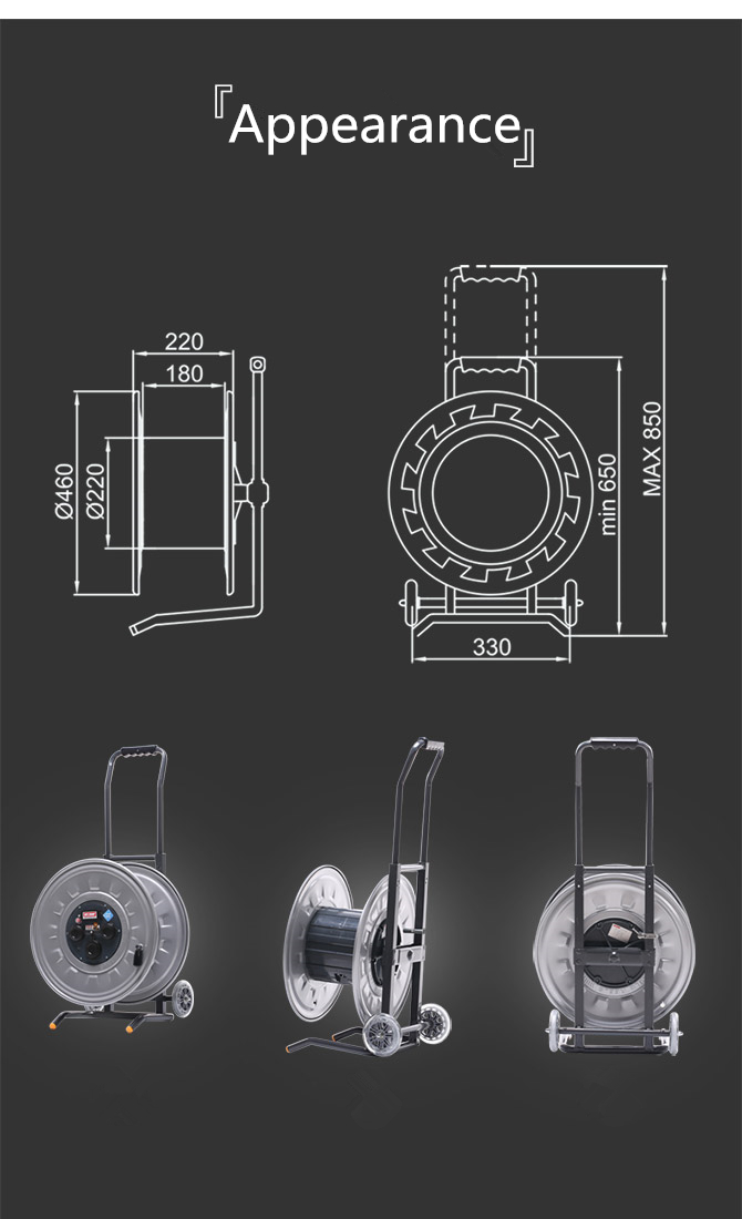 Multifunctional Dustproof  sockets rubber Cable Reel, extension cord reel drum cable tray 80m,100m