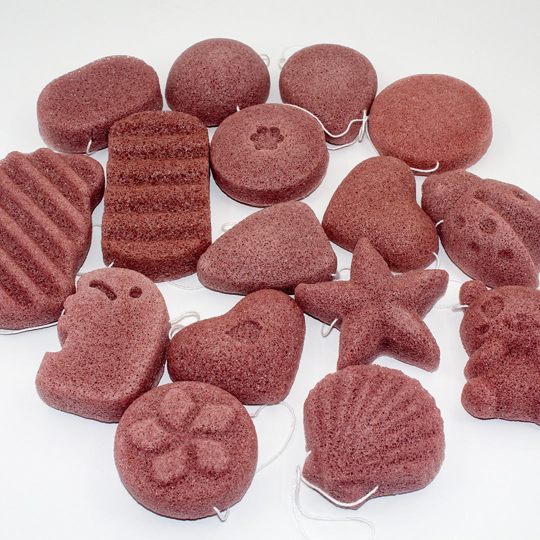 Biodegradable Red Clay Konjac Sponge Makeup Remover Sponge Reusable