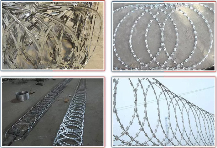 Razor Barbed Wire Flat Wrap Coils 500mm Diameter Galvanized For Sale