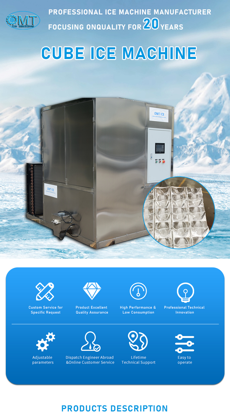 Automatic Large Cube Ice Machine 2 Ton Ice Cube Machine For Ktv Store And Restaurant