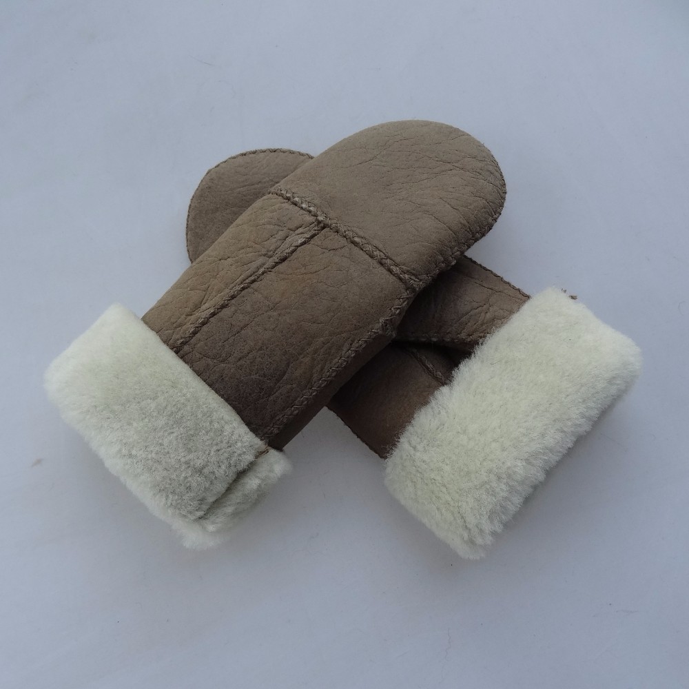 Shearling skin mittens double face lamb fur leather women's mittens