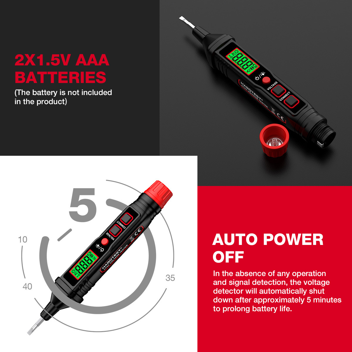 HT92 Electrical Pen Tester Multifunction LCD Digital Display Electroprobe AC/DC Voltage Tester Electroprobe With Light