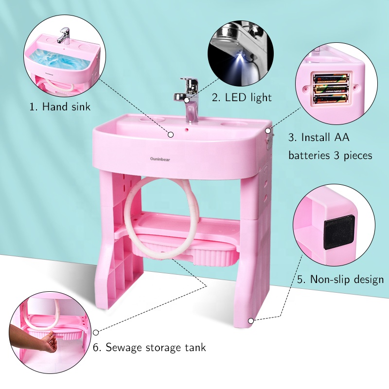 Children'S Simulation Kids Wash Basin PP Material Square Type Easy Cleaning